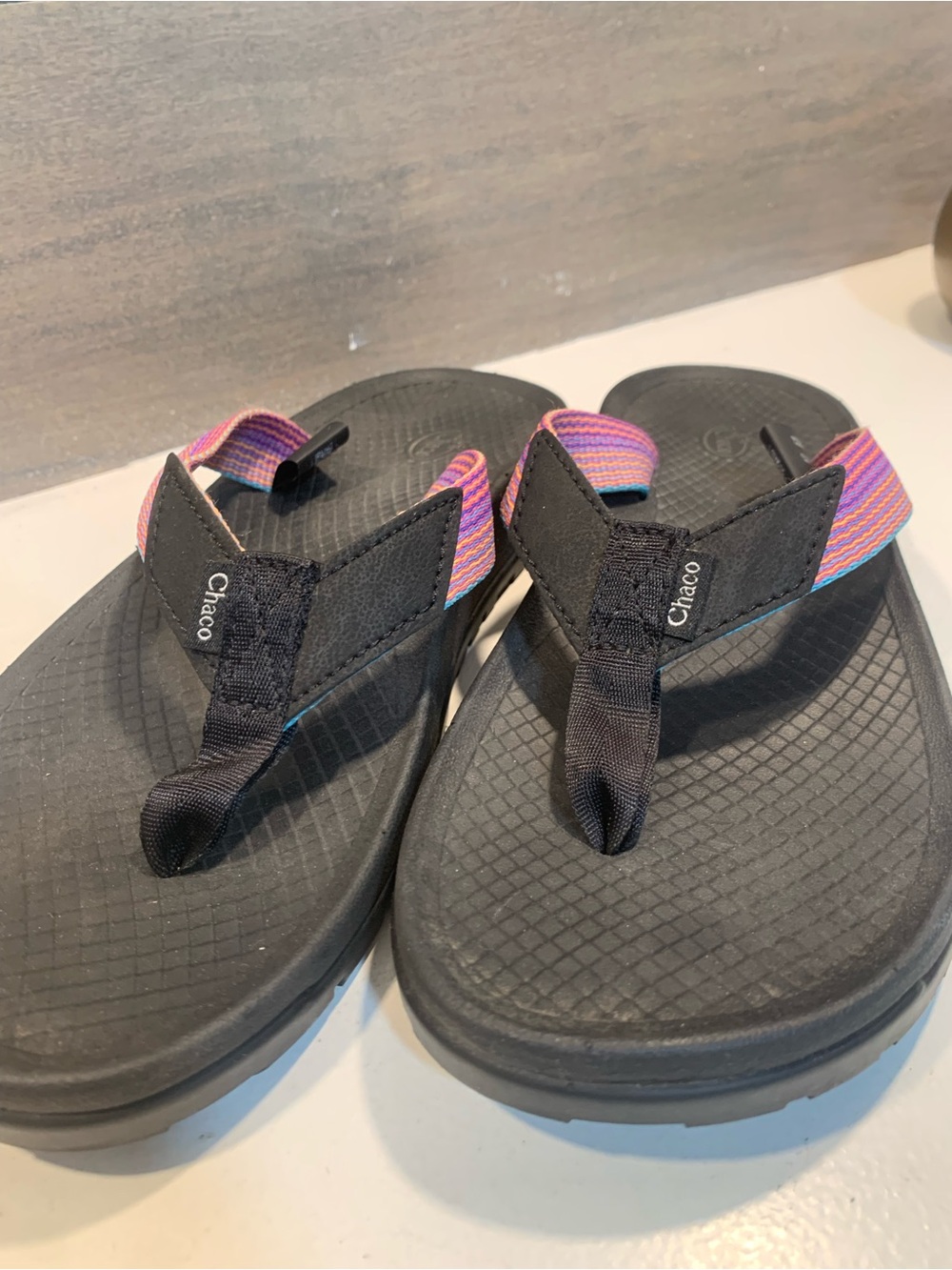 Chaco Womens Lowdown Flip Flop Pink Black Sz 6 Vacation Summer Casual Beach - Picture 4 of 7